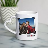 Personalisierbare Herzhenkel-Tasse mit Foto und Text