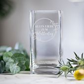 Personalisierbare Vase mit Text und Blumenmuster