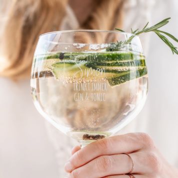 Personalisierbares Gin Glas mit Text