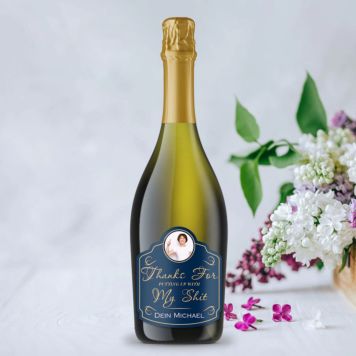 Personalisierbarer Prosecco mit Foto und 4 Zeilen