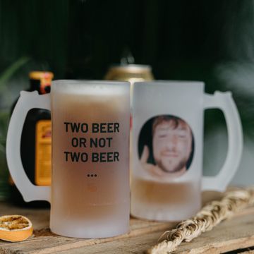 Personalisierbarer Bierkrug mit Foto und Text