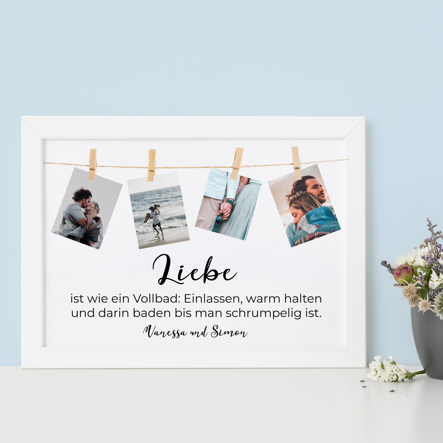 Hochzeitsgeschenke personalisierbares Poster mit Spruch und Fotos