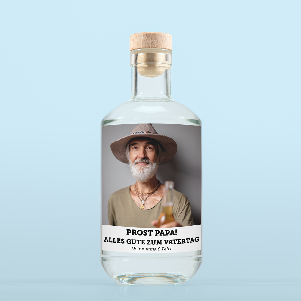 vatertagsgeschenk personalisierbarer gin mit foto