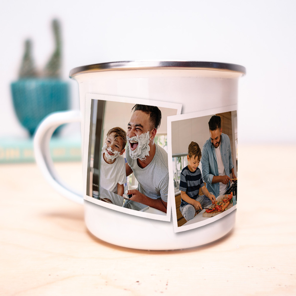 Geschenke für Papa Personalisierbare Metalltasse mit Fotos