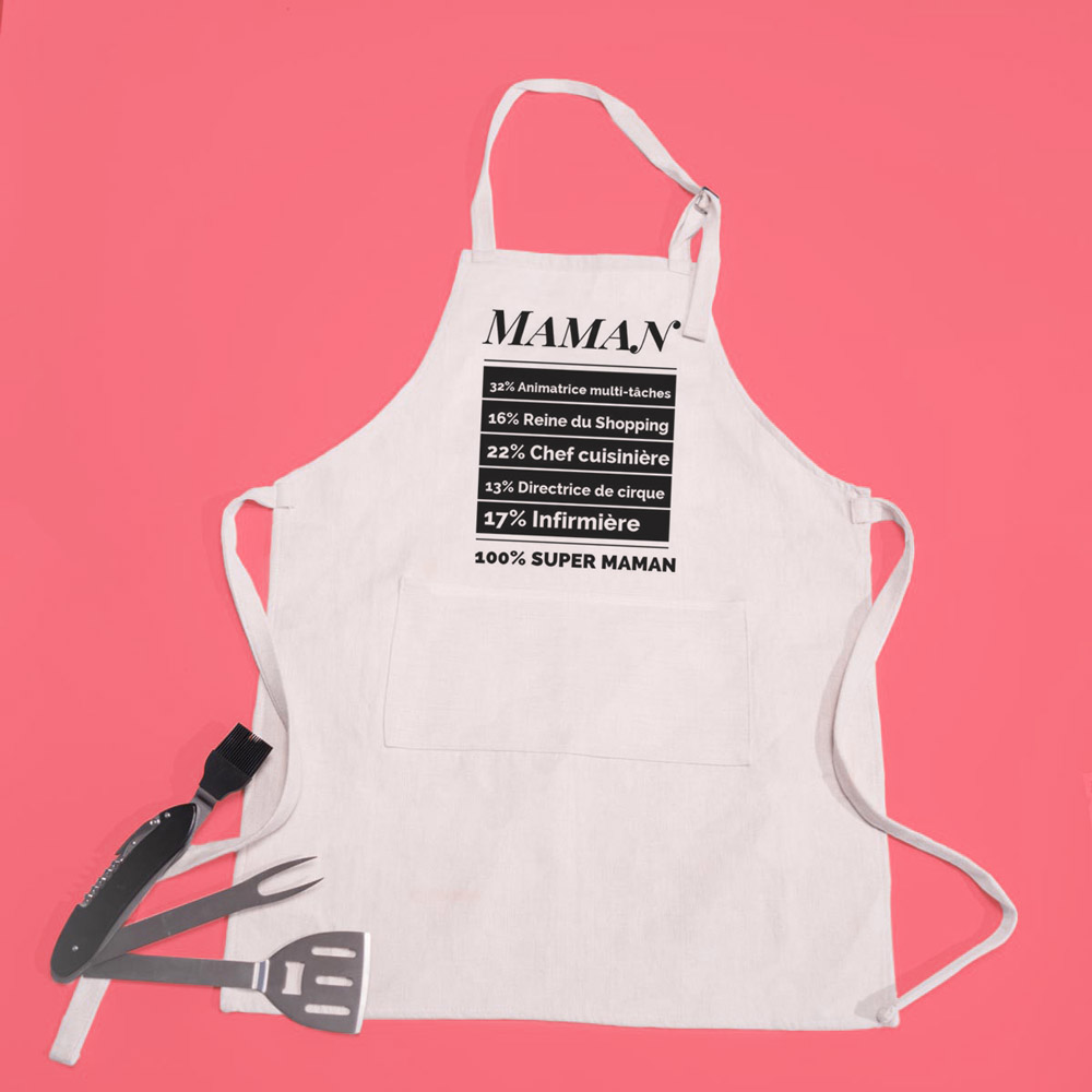 cadeau maman Tablier de cuisine personnalisable 100%