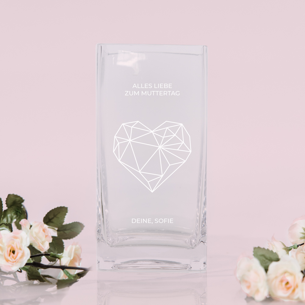 Geschenke für Mama Vase mit Herz und Text