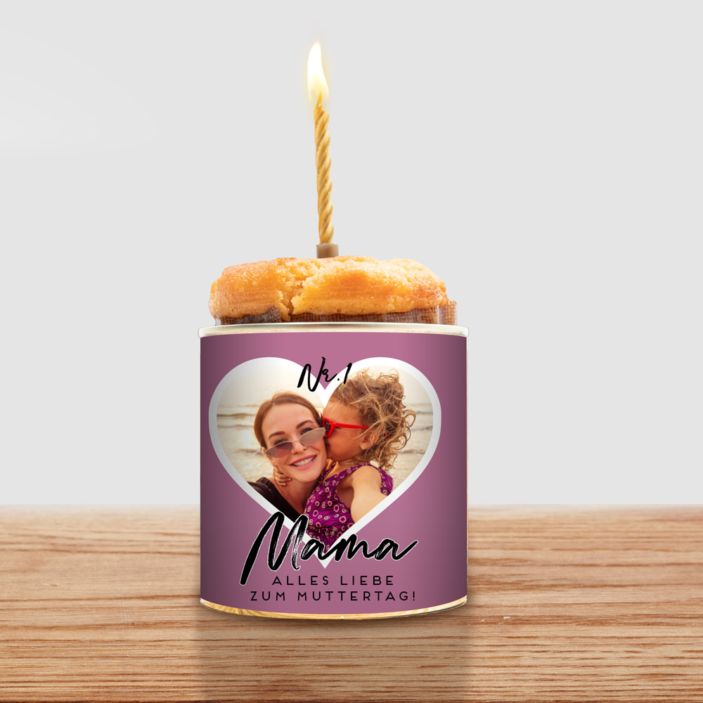 Geschenke für Mama Cancake mit Herz und Text