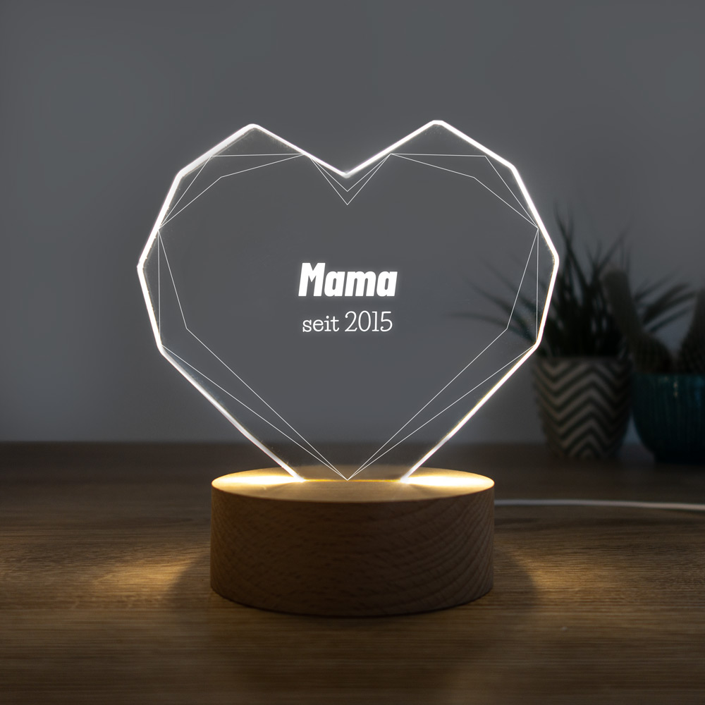 geschenke für mama personalisierbare led leuchte herz