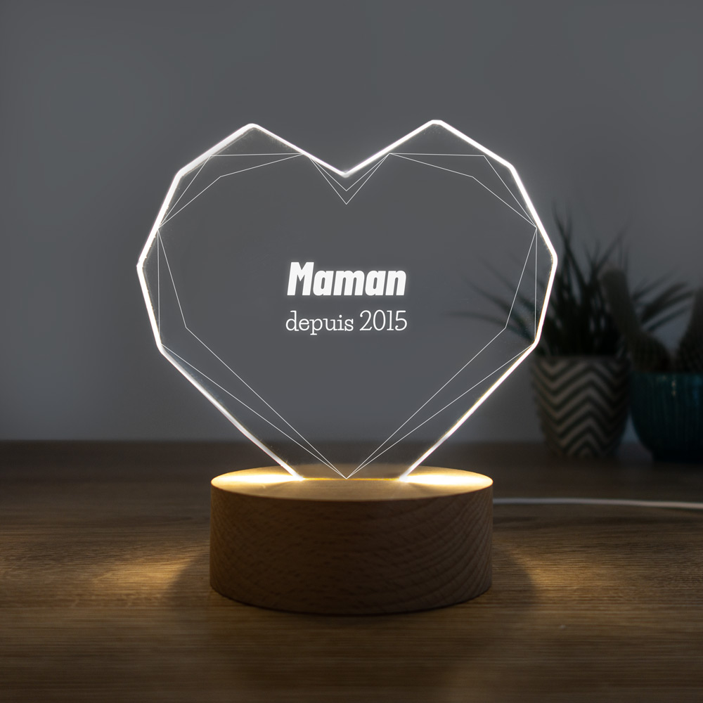 cadeau maman Lampe LED avec Cœur