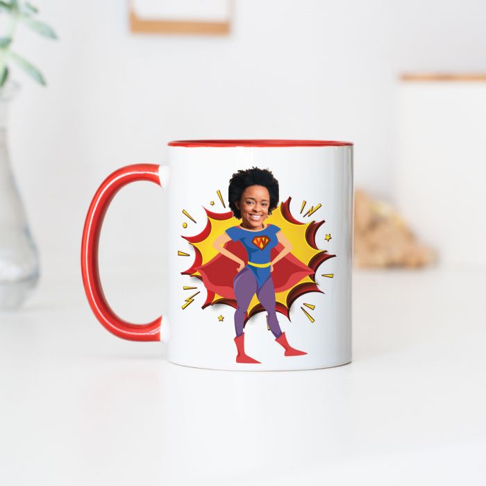 cadeau fête des mères Mug personnalisé super-héros avec visage