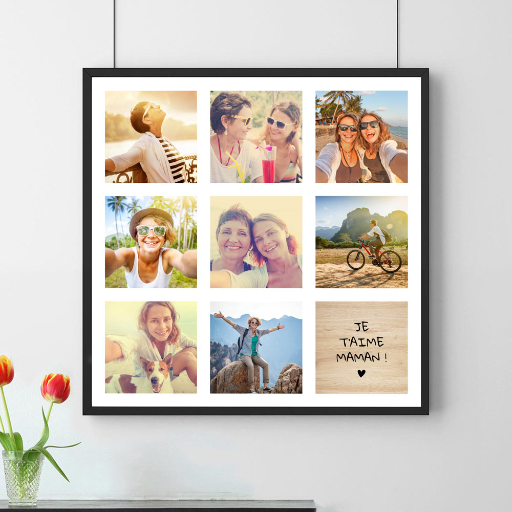 cadeau maman Poster Photo Personnalisable - 8 Images + Texte